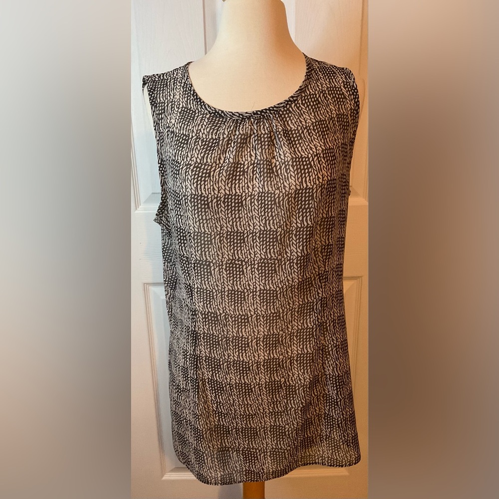 CAbi‎ Semisheer Black Gray Sleeveless Top Medium